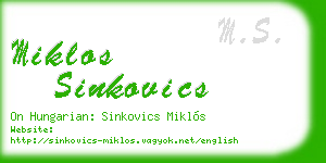 miklos sinkovics business card